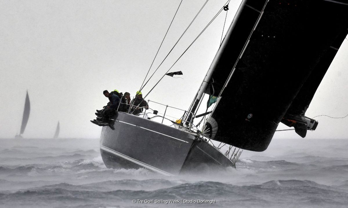 Blowing dogs off chains...Luca Scoppa's crew on the Dehler 60 Blue Oyster en route to claiming second place overall under IRC.